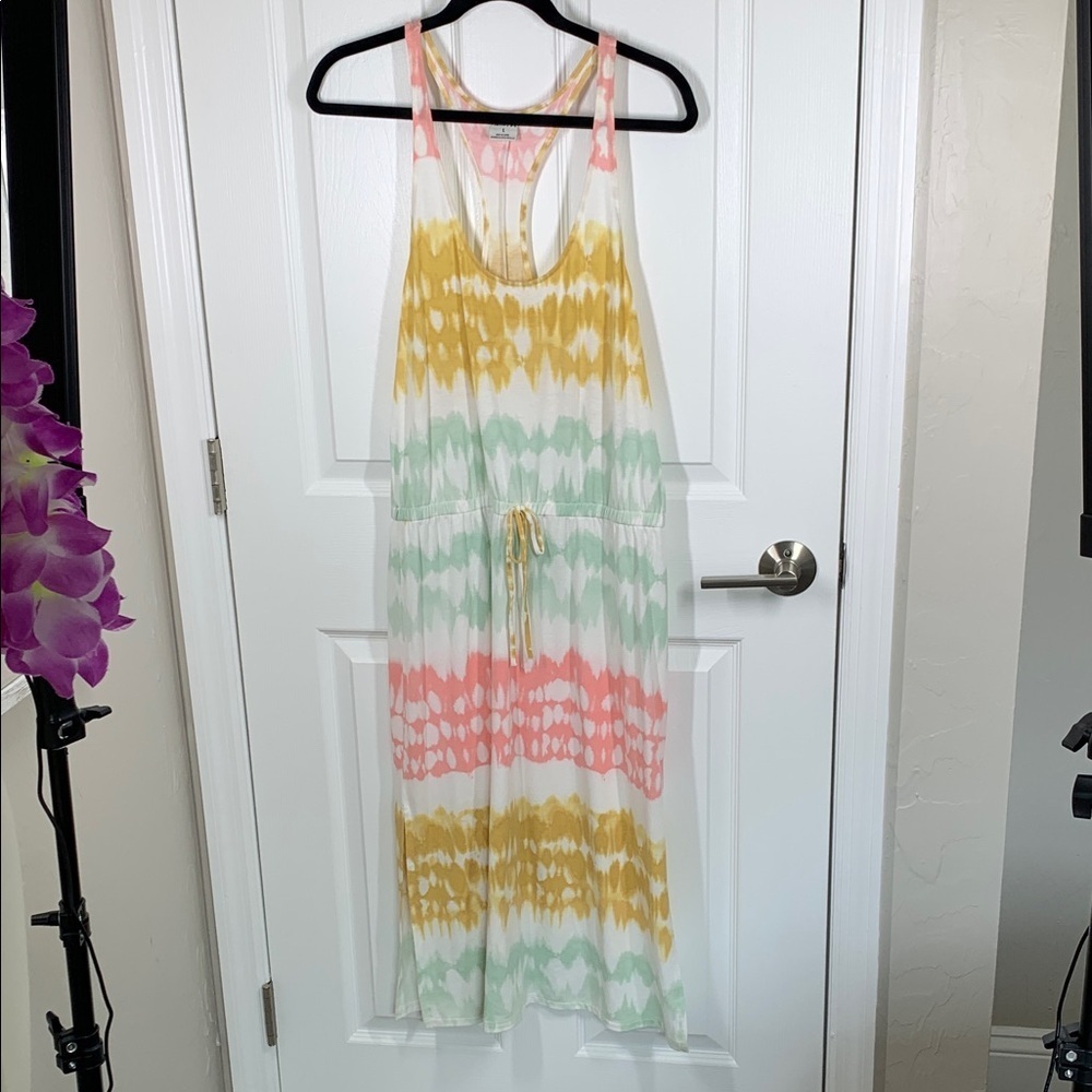 Hurley striped tie dyed racer back maxi dress size large